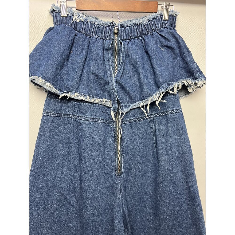 Anthropologie Hei Hei Jumpsuit Size Large Denim wide leg Blue Boho Festival - Picture 6 of 13